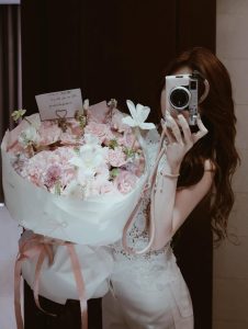luxury pink white birthday flower bouquet elegant design for women premium style