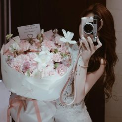 luxury pink white birthday flower bouquet elegant design for women premium style